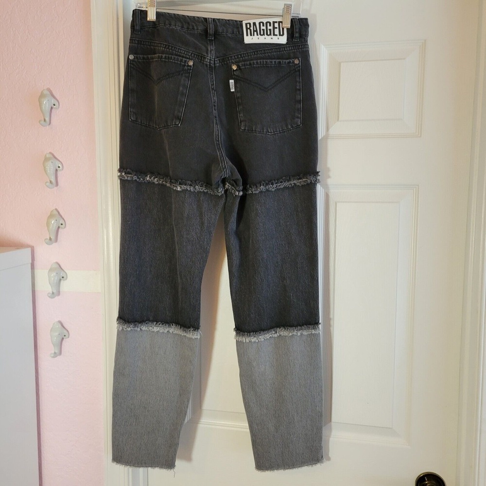 Ragged Jean Frayed jeans Patchwork Women's European Size 32 Us size 28 y2k Black